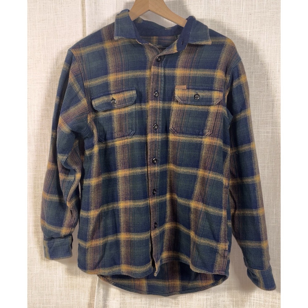 Orvis Men's Heavy Thick Flannel Shirt Button Up Sz M Plaid 100% Cotton Shacket